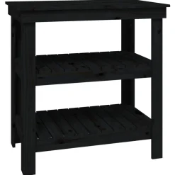 Discount vidaXL Skobänk 78,5x50x80 cm massiv furu Svart