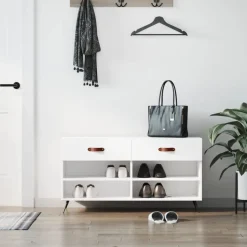 Clearance vidaXL Skobänk 102x35x55 cm konstruerat trä Vit