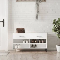 Online vidaXL Skobänk 102x35x55 cm konstruerat trä Vit