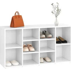 vidaXL Skobänk vit 103x30x55 cm konstruerat trä