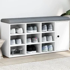 Best vidaXL Skobänk 102x32x50 cm konstruerat trä Vit