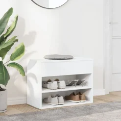 Outlet vidaXL Skobänk 60x30x45 cm konstruerat trä Vit