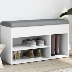 vidaXL Skobänk vit 82x32x45,5 cm konstruerat trä