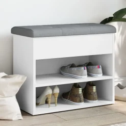 vidaXL Skobänk vit 62x32x50 cm konstruerat trä