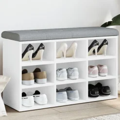 Outlet vidaXL Skobänk 82x32x50 cm konstruerat trä Vit