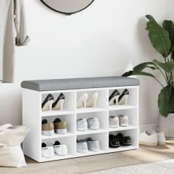 Outlet vidaXL Skobänk 82x32x50 cm konstruerat trä Vit