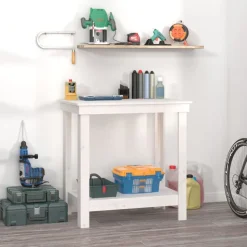 vidaXL Skobänk vit 80x50x80 cm massiv furu