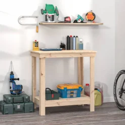 Outlet vidaXL Skobänk 80x50x80 cm massiv furu Naturfärg