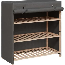 Best vidaXL Skoförvaring med överdrag 79x40x80 cm tyg Grå