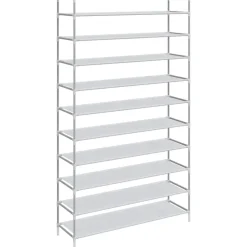 Best vidaXL Skohylla med 10 hyllor metall och non-woven tyg Silver