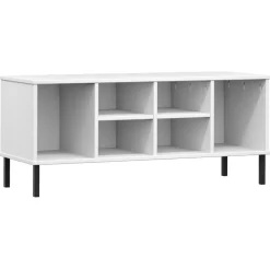 vidaXL Skohylla med metallben OSLO vit 106x35x45 cm massivt trä