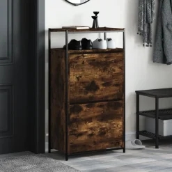 New vidaXL Skohylla 60x34x112 cm konstruerat trä Rökfärgad ek