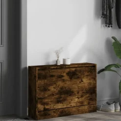 Outlet vidaXL Skohylla 80x21x57 cm konstruerat trä Rökfärgad ek