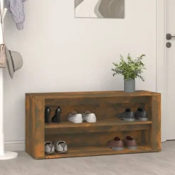 vidaXL Skohylla 100x35x45 cm konstruerat trä Rökfärgad ek