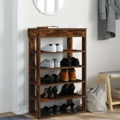 vidaXL Skohylla rökfärgad ek 60x30x98 cm konstruerat trä
