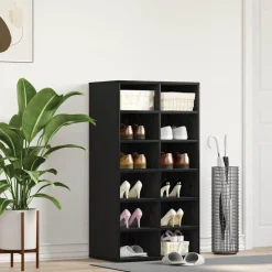 Sale vidaXL Skohylla rökfärgad 54x34x100,5 cm konstruerat trä Svart ek
