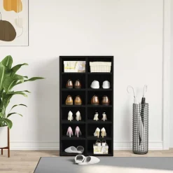 Sale vidaXL Skohylla rökfärgad 54x34x100,5 cm konstruerat trä Svart ek