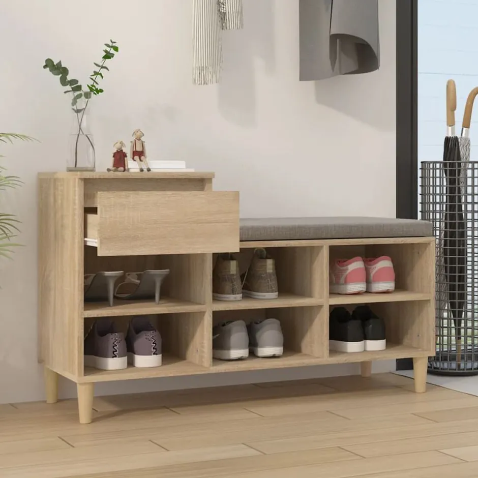 vidaXL Skohylla sonoma-ek 102x36x60 cm konstruerat trä Sonoma ek