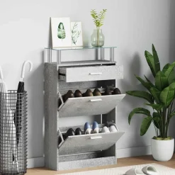 Outlet vidaXL Skoskåp 63x24x104 cm konstruerat trä Betonggrå