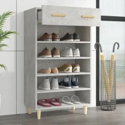 vidaXL Skoskåp betonggrå 60x35x105 cm konstruerat trä