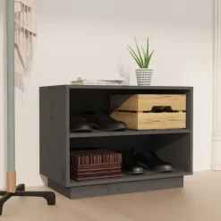 Outlet vidaXL Skoskåp 60x34x45 cm massiv furu Grå