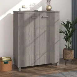 vidaXL Skoskåp HAMAR ljusgrå 85x40x108 cm massiv furu