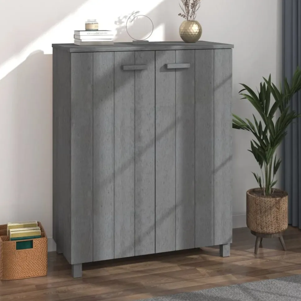 vidaXL Skoskåp HAMAR mörkgrå 85x40x108 cm massiv furu