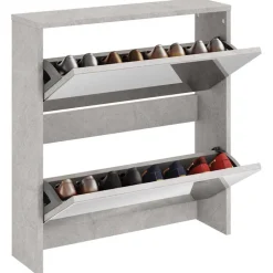 New vidaXL Skoskåp med 2 skåp 63x17x67 cm Betonggrå