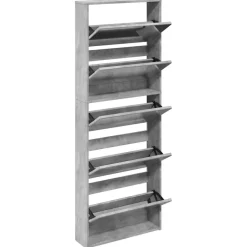 Hot vidaXL Skoskåp med 5 skåp 63x17x169,5 cm Betonggrå