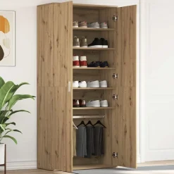 vidaXL Skoskåp med hylla Artisan Ek 80 x 39 x 178 cm Konstruerat trä