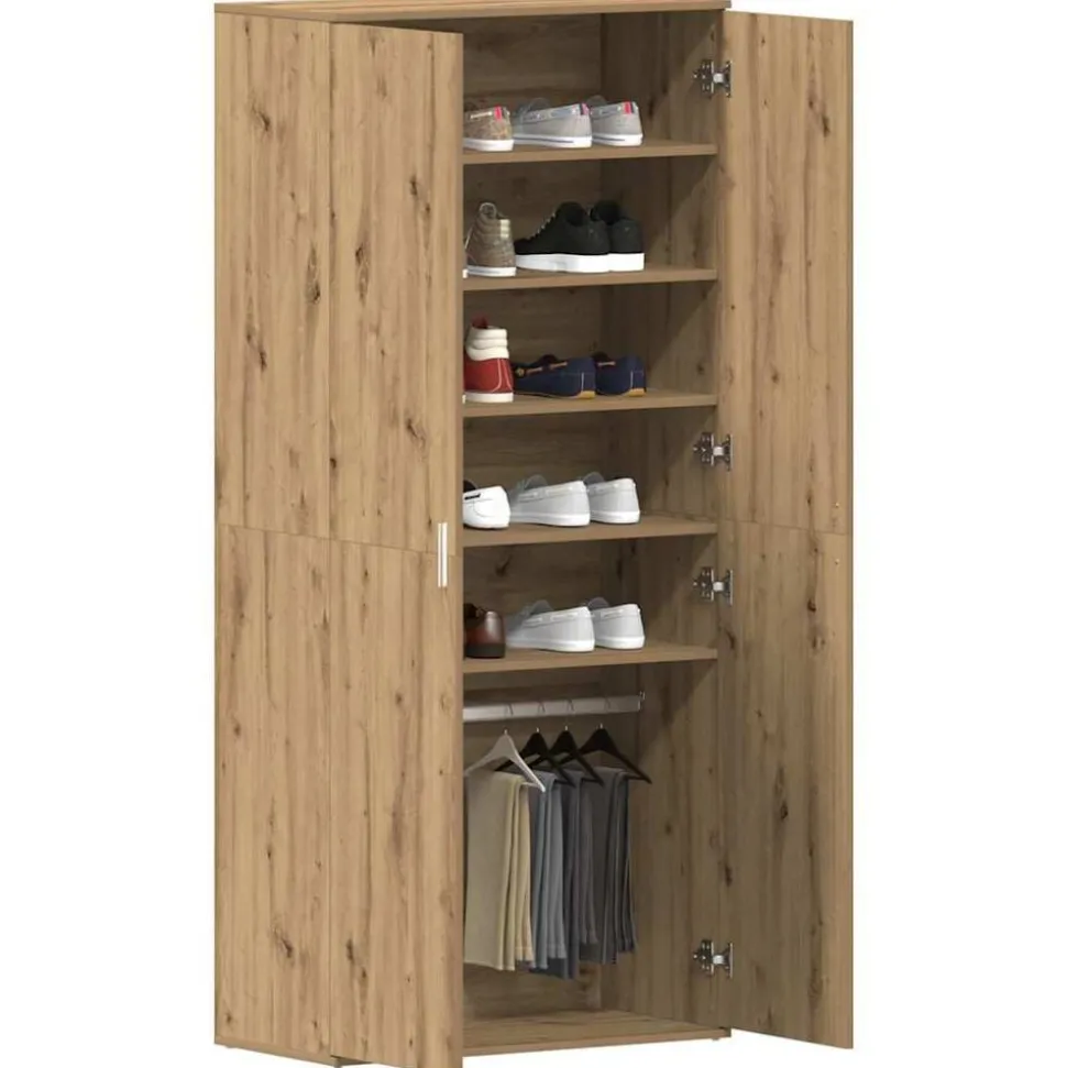 vidaXL Skoskåp med hylla Artisan Ek 80 x 39 x 178 cm Konstruerat trä