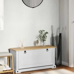 vidaXL Skoskåp med hylla Corona Vit 99 x 32 x 49 cm Massiv furu