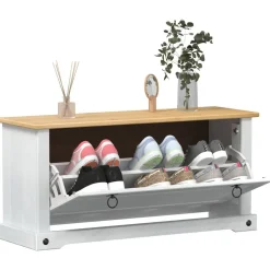 vidaXL Skoskåp med hylla Corona Vit 99 x 32 x 49 cm Massiv furu