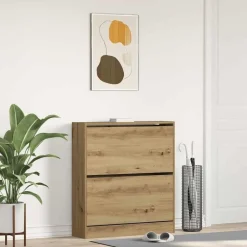 vidaXL Skoskåp med hylla Rökt ek 80 x 21 x 87,5 cm Konstruerat trä artisan ek