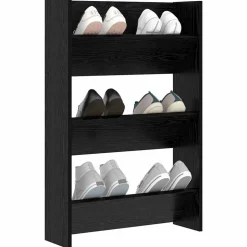 vidaXL Skoskåp med hylla Svart Ek 60 x 18 x 90 cm Konstruerat trä