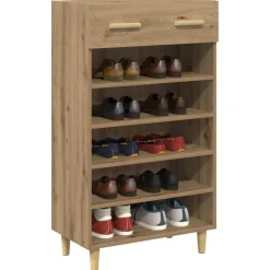 vidaXL Skoskåp med låda Artisan Ek 60 x 35 x 105 cm Konstruerat trä