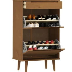 vidaXL Skoskåp MOLDE 59,5x35x103 cm massiv furu Brun