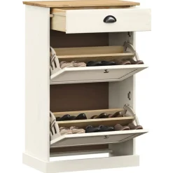 vidaXL Skoskåp VIGO 60x35x96 cm vit massiv furu