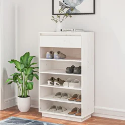 vidaXL Skoskåp vit 60x34x105 cm massiv furu