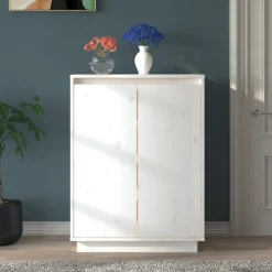 vidaXL Skoskåp vit 60x35x80 cm massiv furu