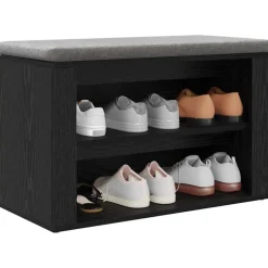 Best vidaXL Skoställ med hylla 75 x 35 x 45 cm Konstruerat trä Svart ek