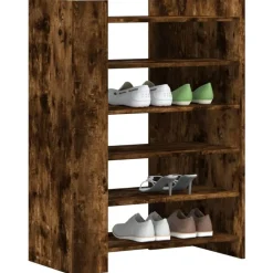 Discount vidaXL Skoställ 74,5x37,5x100 cm konstruerat trä Rökfärgad ek