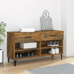 New vidaXL Skoställ 102x35x55 cm konstruerat trä Rökfärgad ek