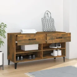 New vidaXL Skoställ 102x35x55 cm konstruerat trä Rökfärgad ek