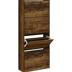 Outlet vidaXL Skoställ 63x24x147 cm konstruerat trä Rökfärgad ek