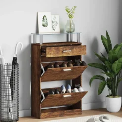 Outlet vidaXL Skoställ 63x24x104 cm konstruerat trä Rökfärgad ek