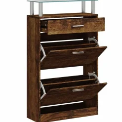Outlet vidaXL Skoställ 63x24x104 cm konstruerat trä Rökfärgad ek