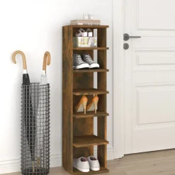 Outlet vidaXL Skoställ 27,5x27x102 cm konstruerat trä Rökfärgad ek
