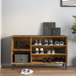 vidaXL Skoställ rökfärgad ek 102x36x60 cm konstruerat trä