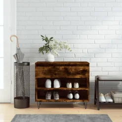 vidaXL Skoställ rökfärgad ek 70x36x60 cm konstruerat trä